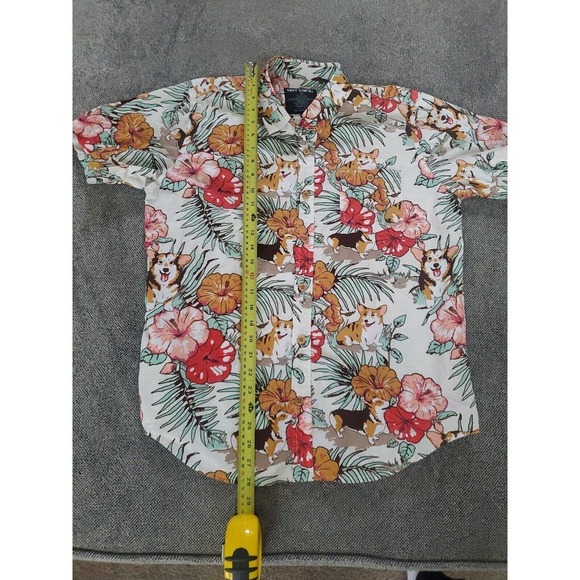 NICE Corgi Hawaiian Hot Topic Shirt ~ Button Up Short Sleeve Aloha Dog Size L - Picture 6 of 7